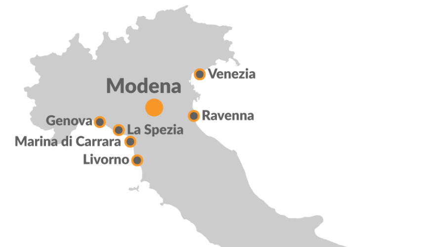 Italy map of ports